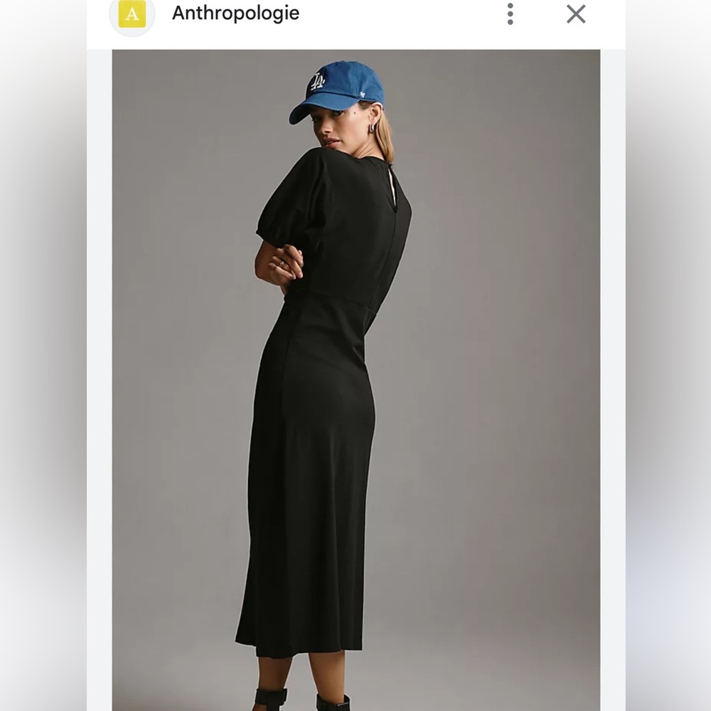 Like new Anthropologie Black Midi Dress - Picture 3 of 4